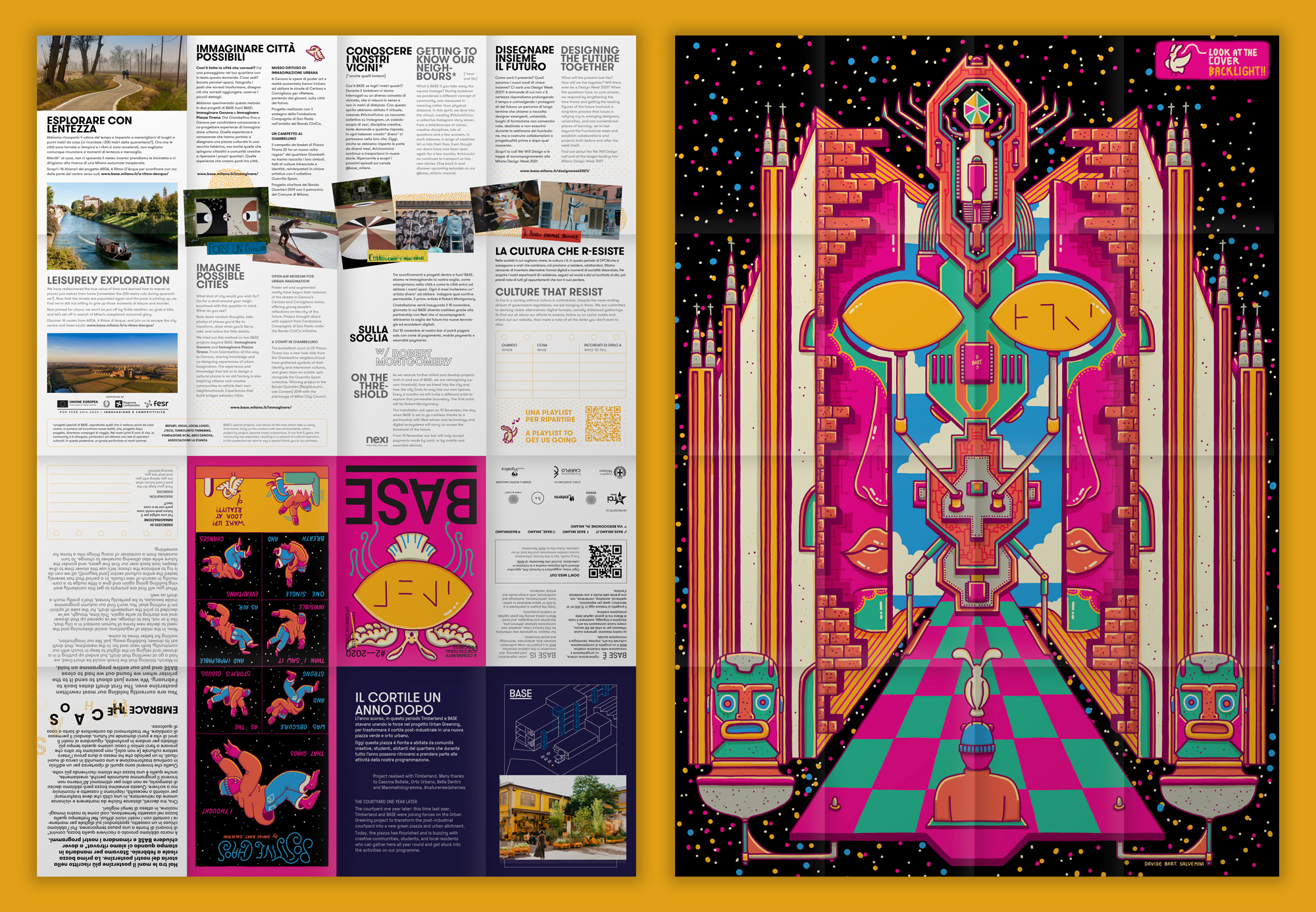 BASE Milano Magazine, October–December 2020 edition, illustrated by Davide Bart. Salvemini